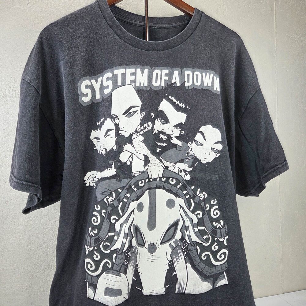 System Of A Down Cartoon Band Elephant Ride Graphic T-Shirt Sz XL